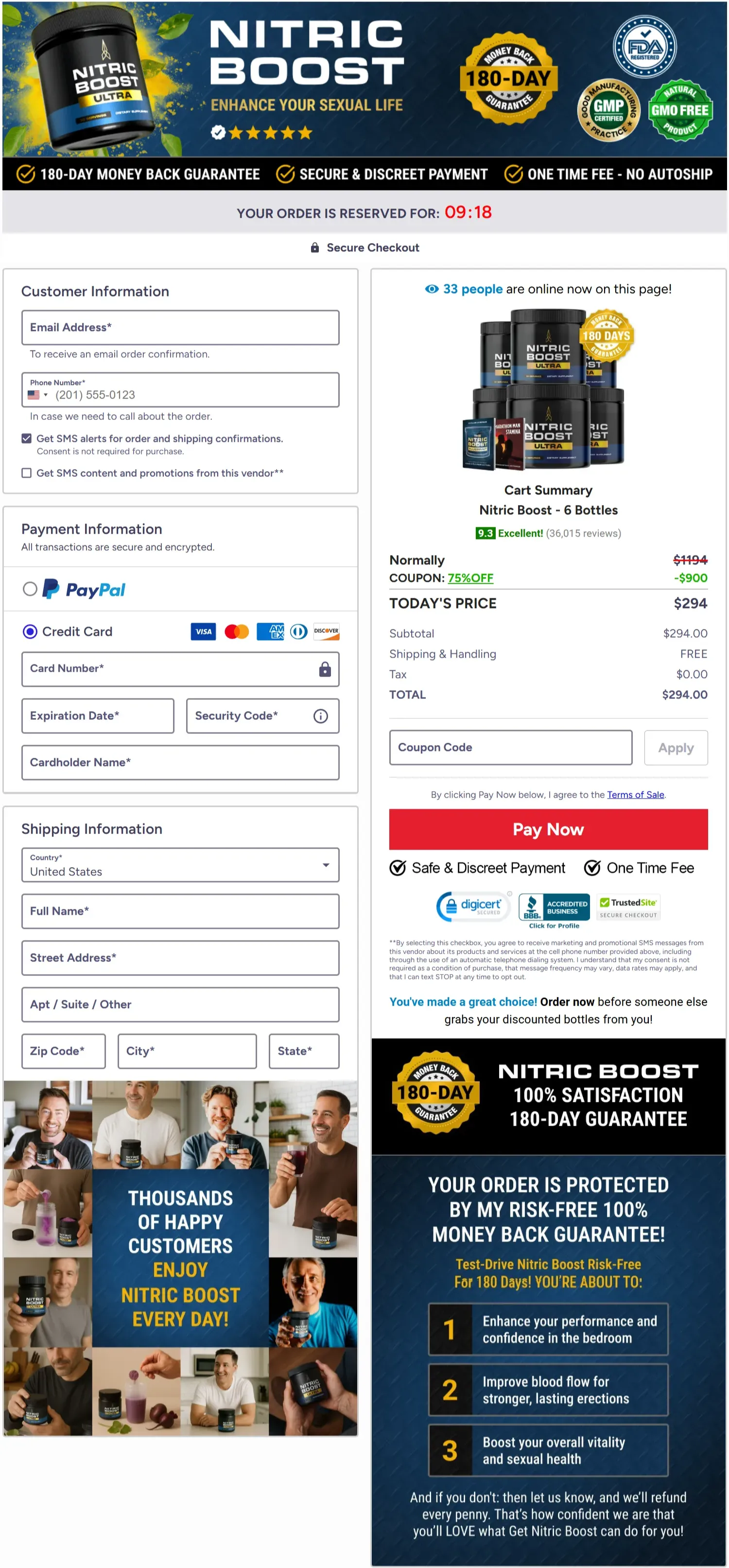 Nitric Boost Ultra checkout page